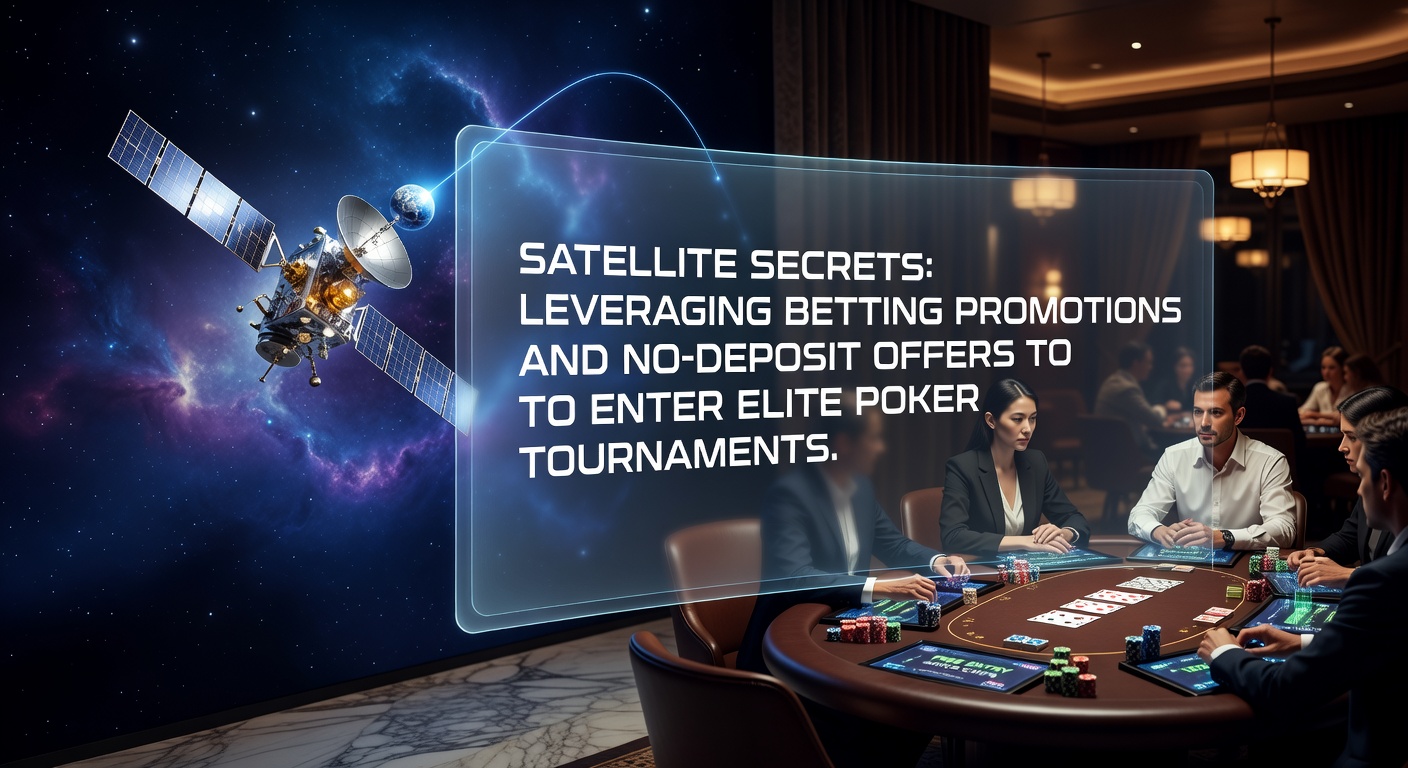 Ein Poker-Spieler am Tisch mit Satelliten-Turnier-Überblick auf dem Bildschirm, symbolisiert Chancen für Elite-Events